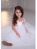 Ivory Lace Tulle V Back Flower Girl Dress